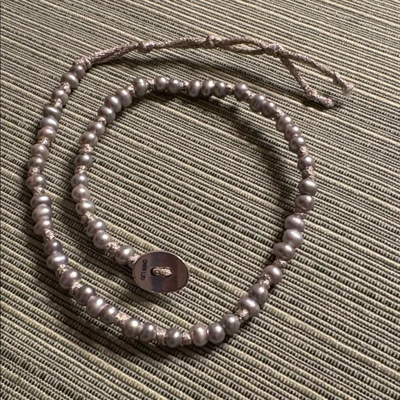 Chan Luu soft grey pearl metallic cord naked wrap adjustable bracelet - Picture 4 of 13